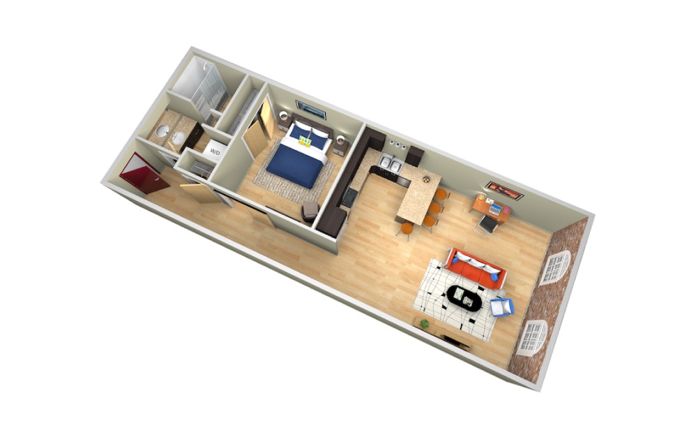 Maple - 1 bedroom floorplan layout with 1 bath and 780 square feet. (Layout 1)